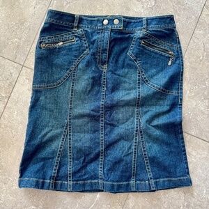 Women's Ann Taylor Loft Trumpet Style Zippered Y2K 90s Denim Skirt Size 12